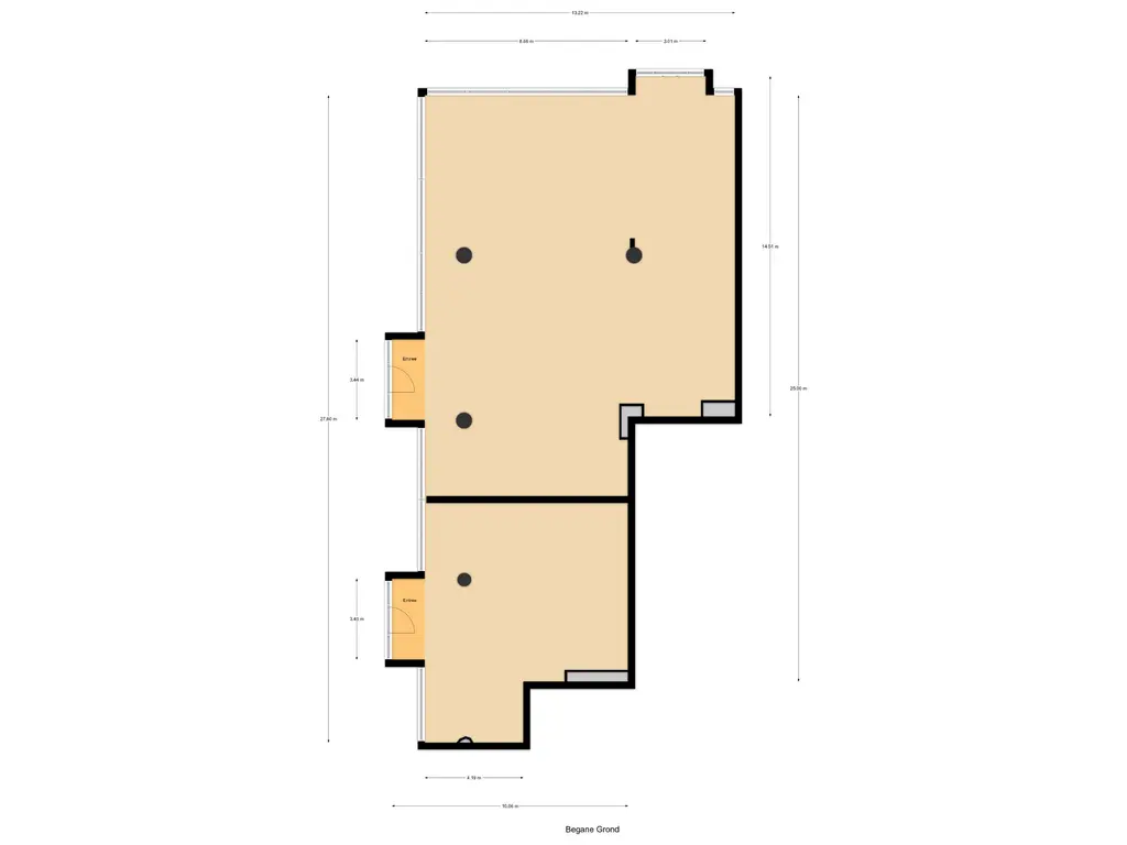Plattegrond geheel met scheidingswand