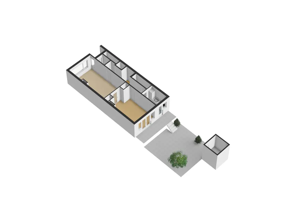 Plattegrond begane grond met tuin 3d