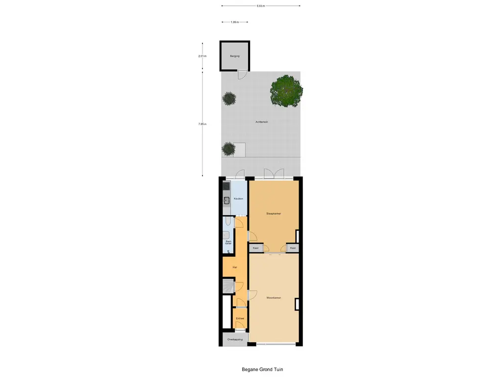 Plattegrond begane grond met tuin