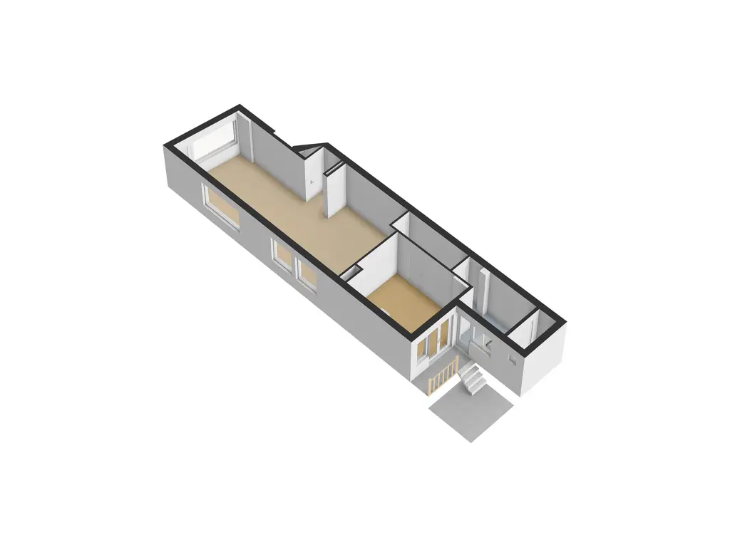 Plattegrond appartement met tuin 3d