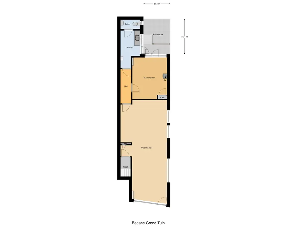 Plattegrond appartement met tuin