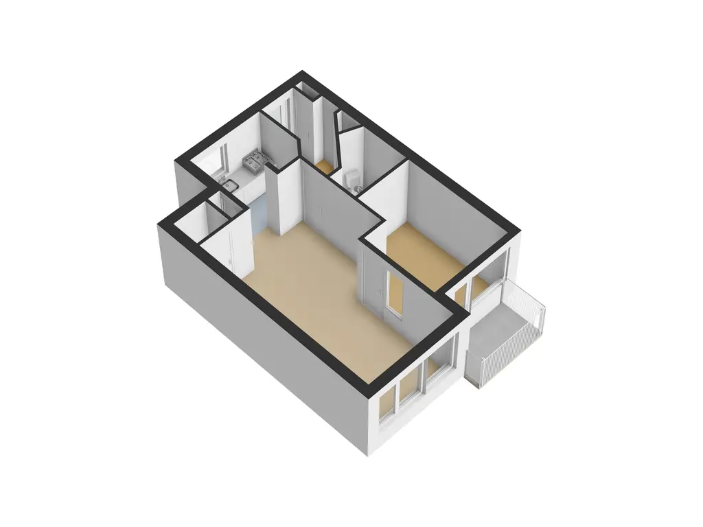 Plattegrond appartement 3D