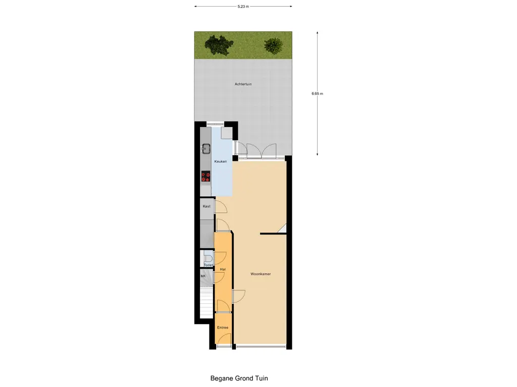 Plattegrond begane grond met tuin