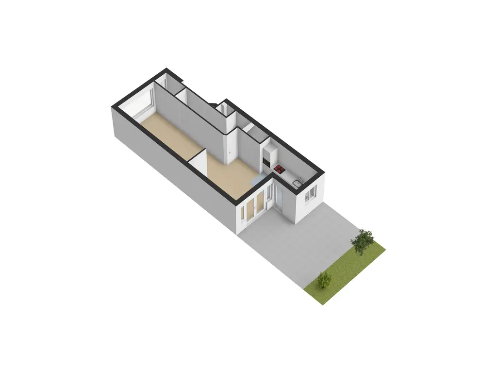 Plattegrond begane grond met tuin 3d