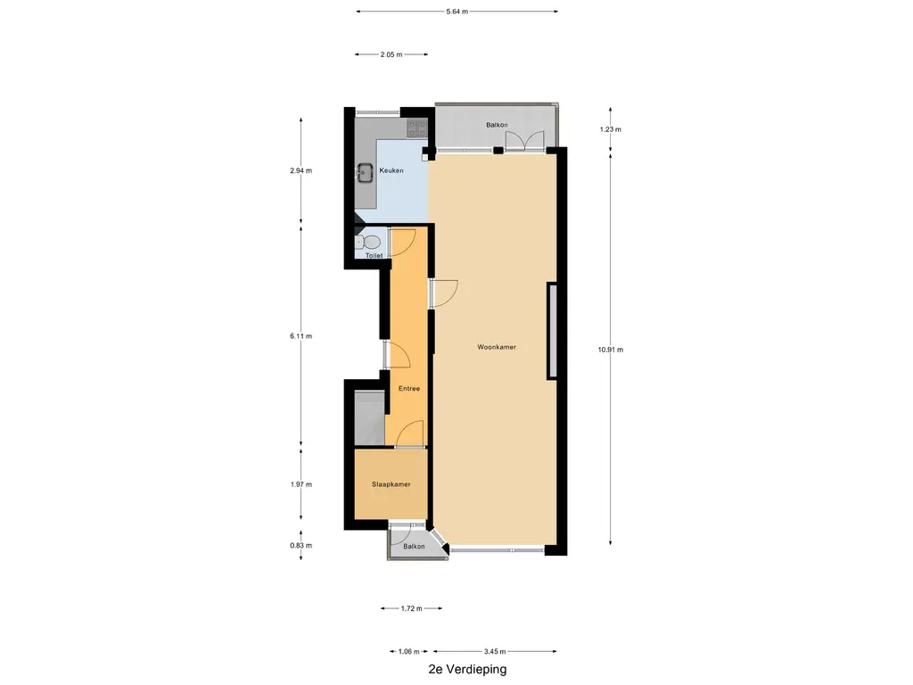 Plattegrond tweede verdieping