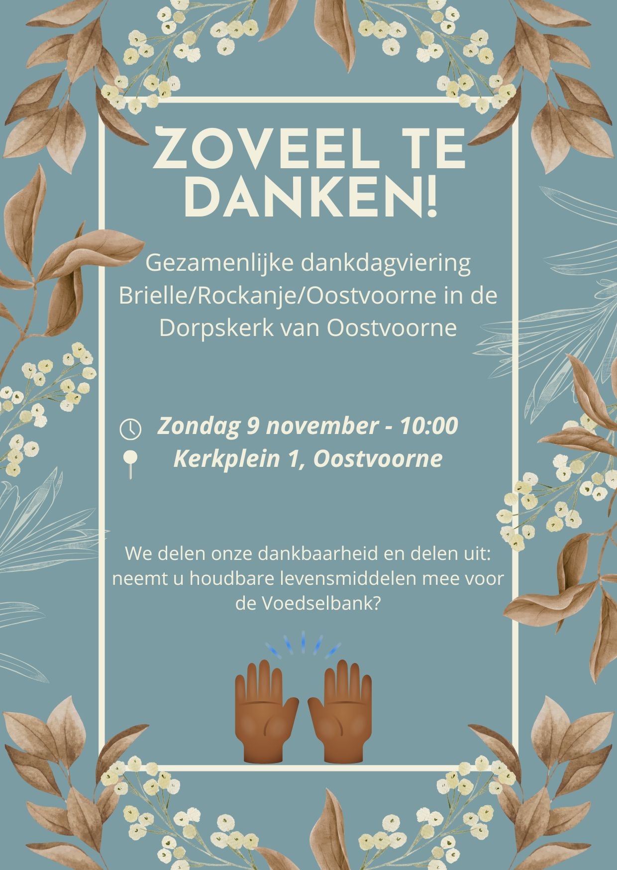 Dankdag op zondag 9 november in Oostvoorne