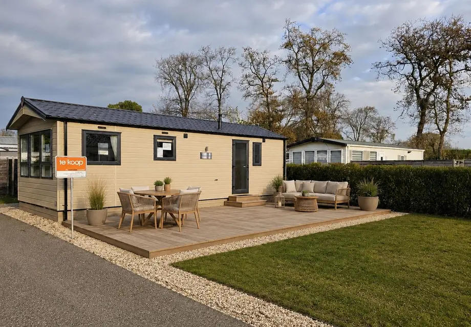 Kavel 12 + nieuw chalet Meidoorn op camping Westduin in Ouddorp