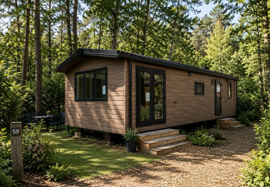 Kavel 59 Nieuw Chalet op camping de Reeënwissel in Hoogersmilde Drenthe