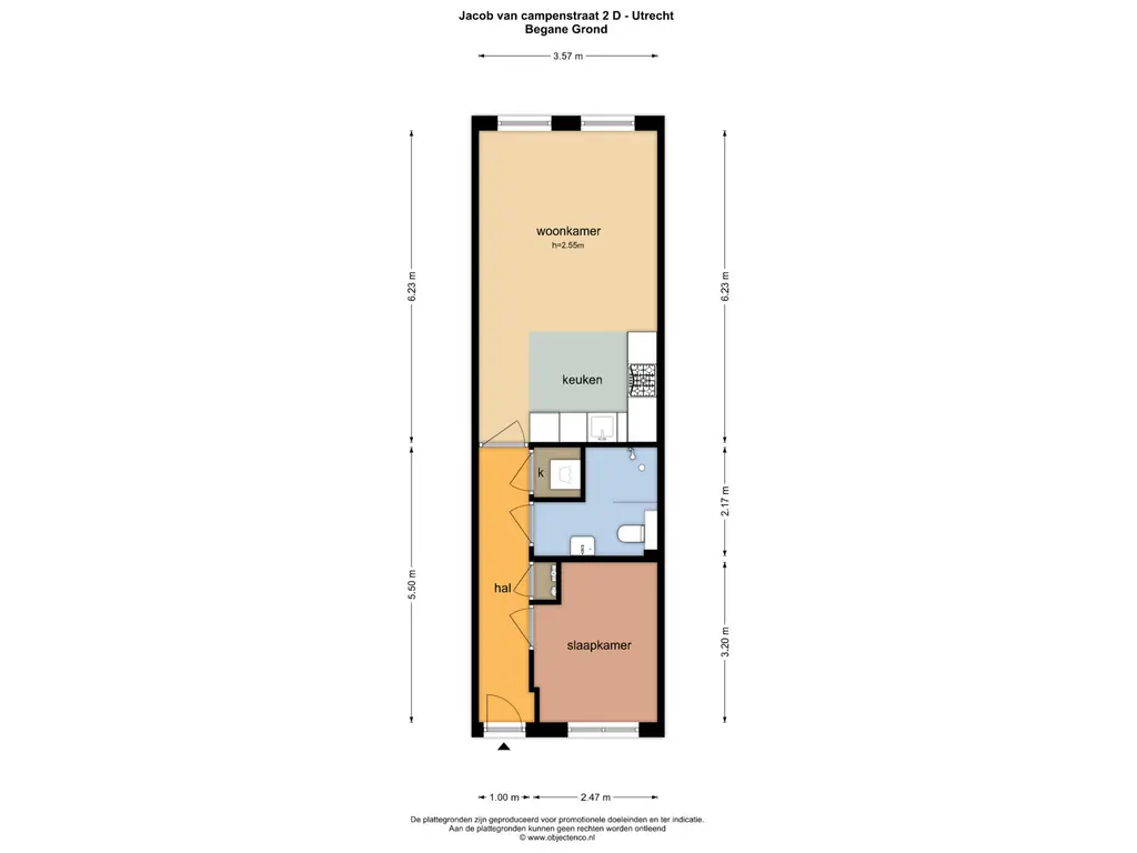 Plattegrond 1 Jacob van Campenstraat 2D