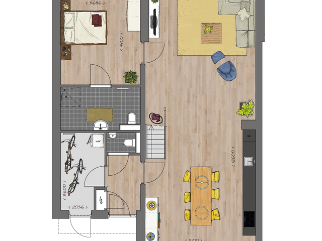 Twee-onder-een-kap woning , Fijnaart