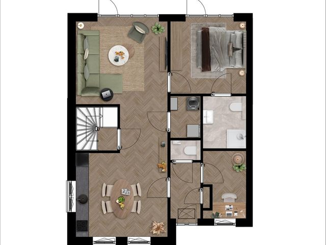 De Lelie geschakelde woning met uitbreiding , Noordgouwe