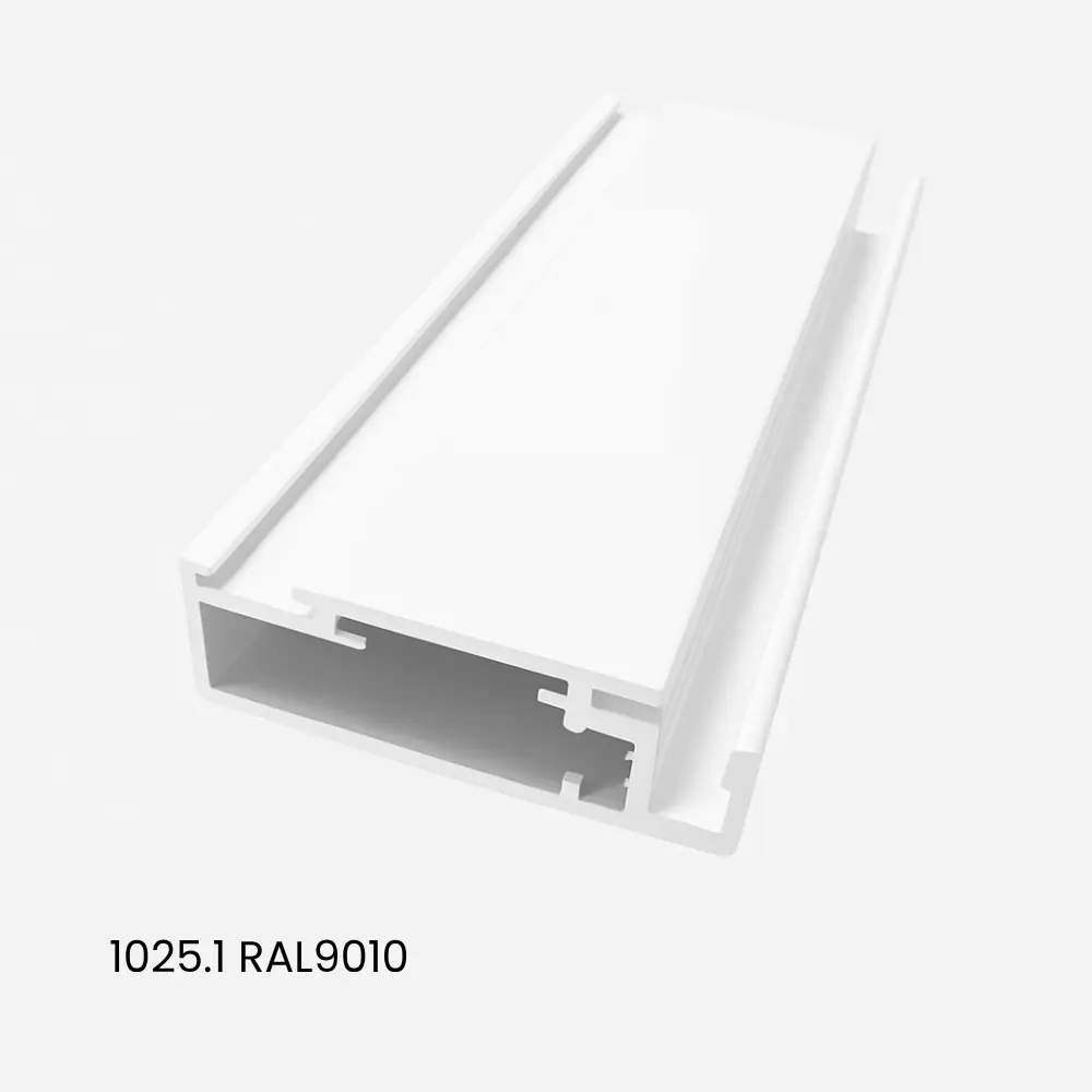 White aluminum door insect screen profile.