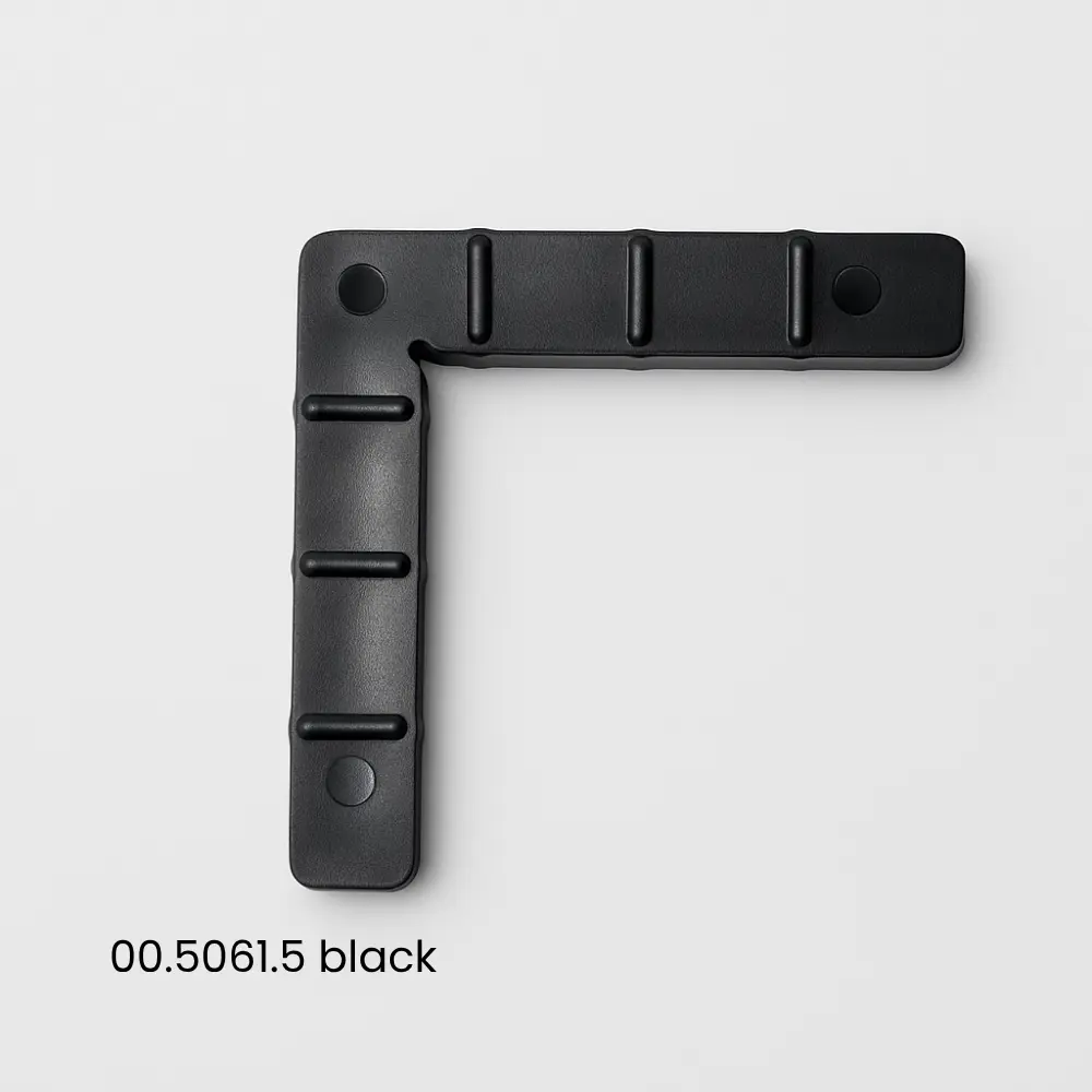 Nylon window fly screen corner piece black.