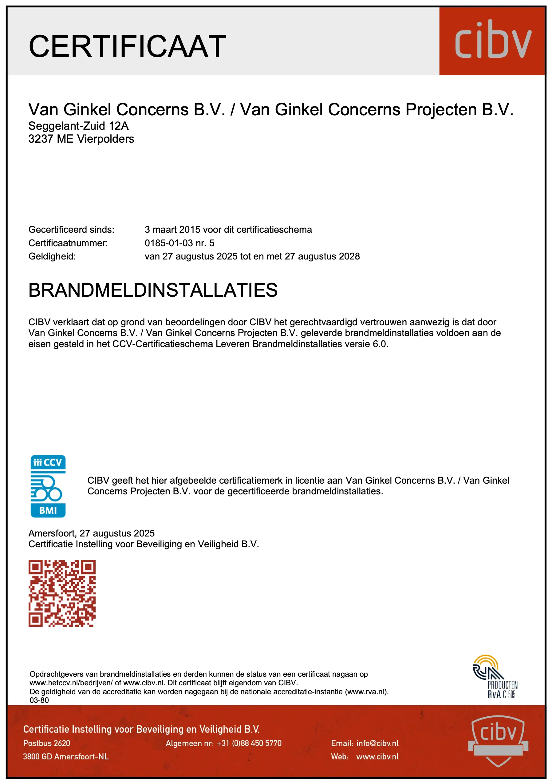 CIBV gecertificeerd Leveren brandmeldinstallaties