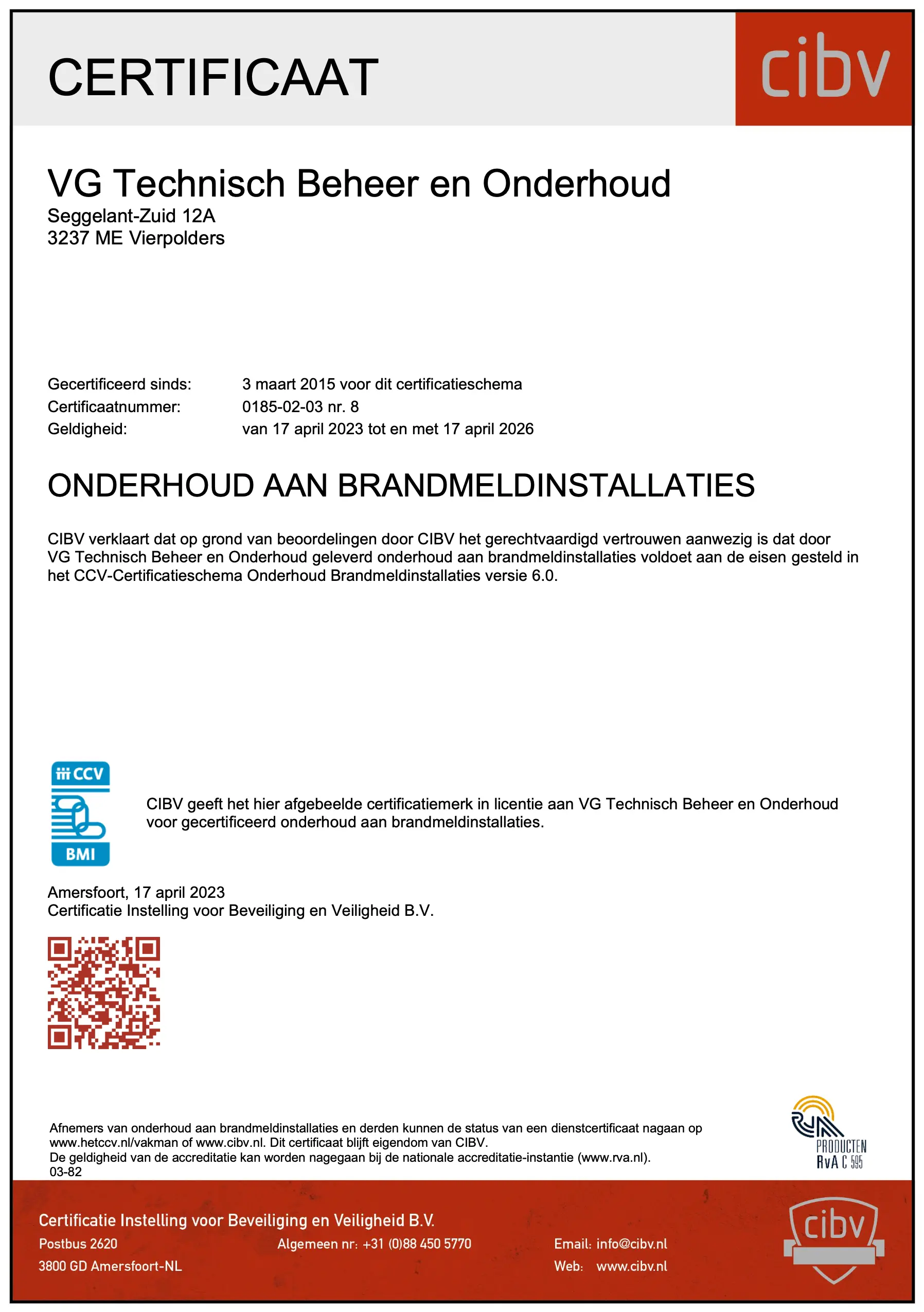 CIBV gecertificeerd Onderhoud brandmeldinstallaties
