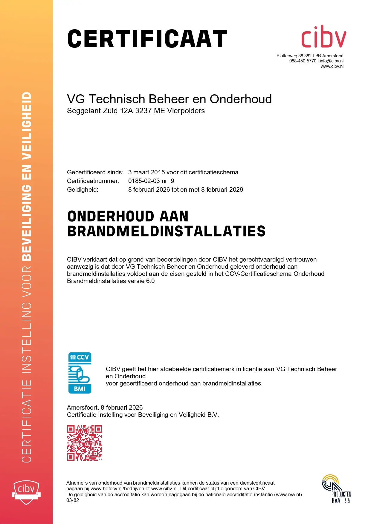 CIBV gecertificeerd Onderhoud brandmeldinstallaties