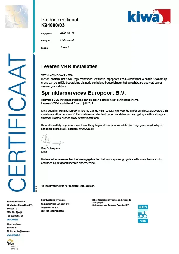 Kiwa gecertificeerd Leveren VVB-installaties