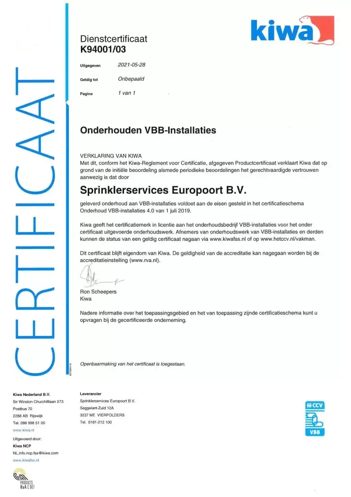 Kiwa gecertificeerd Onderhoud VVB-installaties