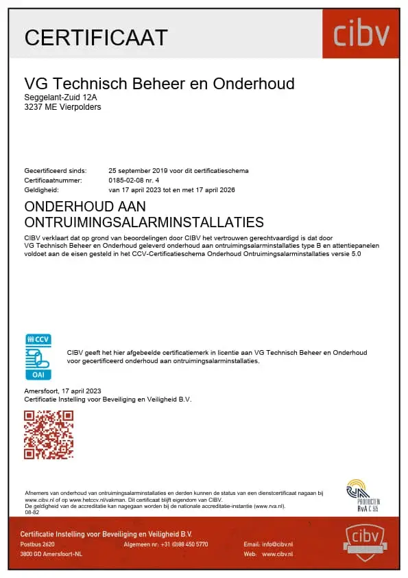 CIBV gecertificeerd Ontruiming alarminstallaties
