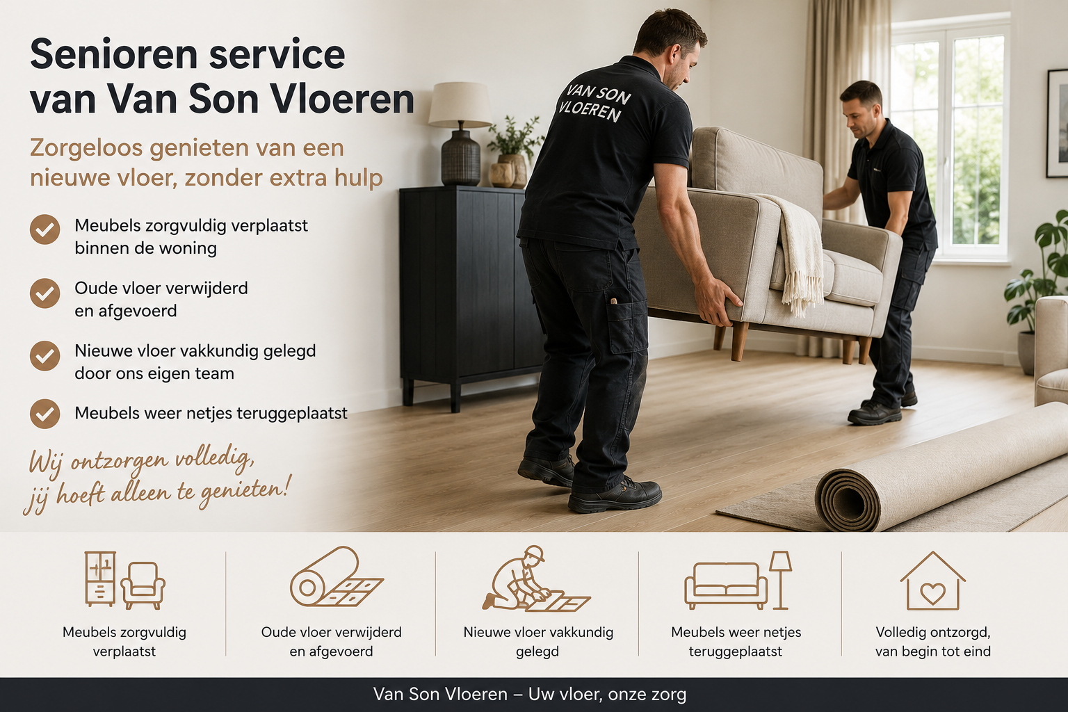 Senioren service van Van Son Vloeren: zorgeloos een nieuwe vloer zonder extra hulp