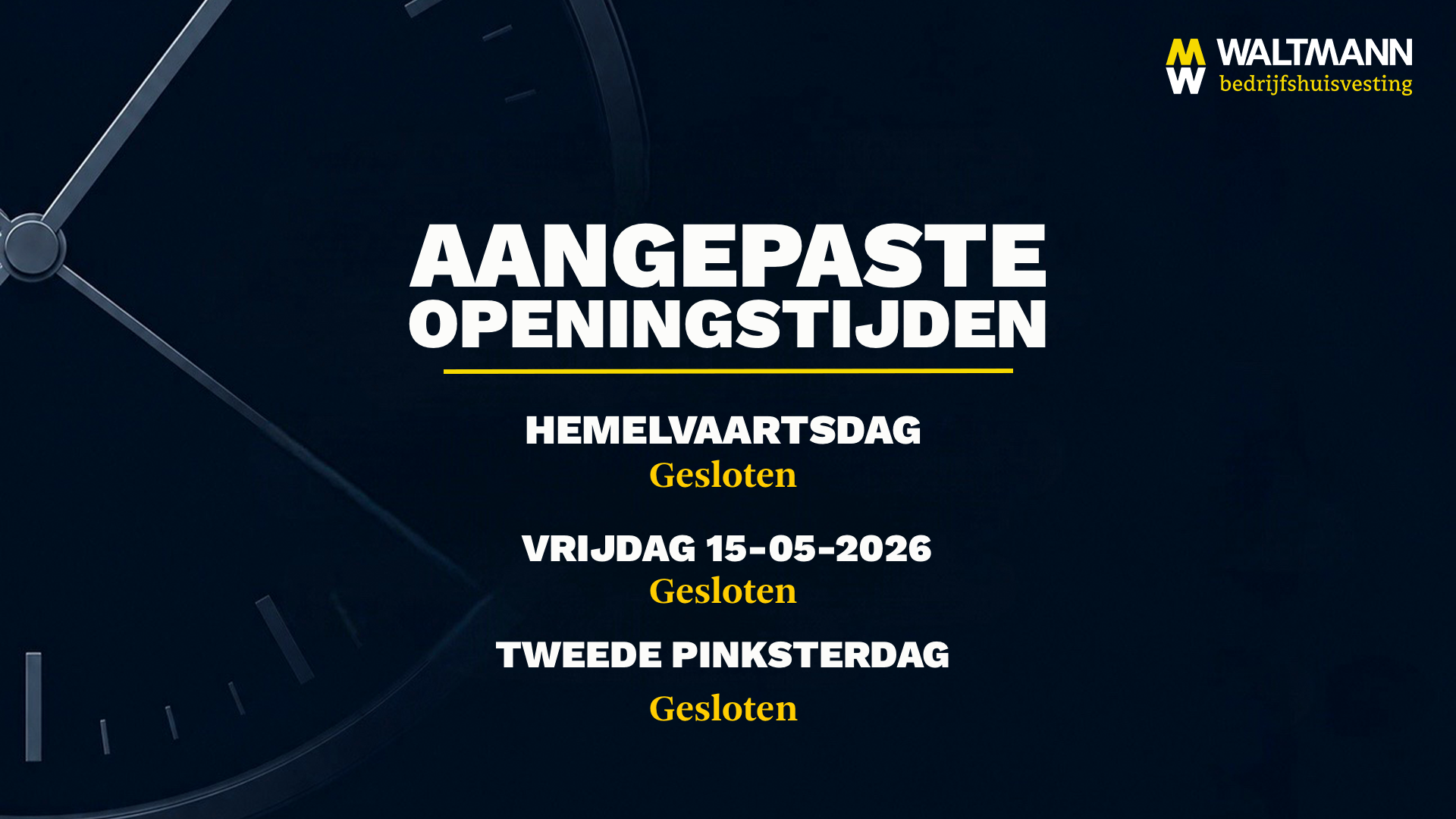 LET OP! Aangepaste bereikbaarheid